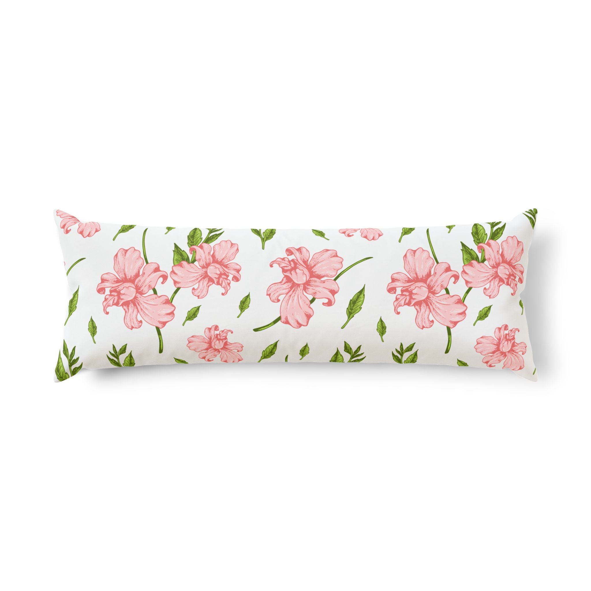 Floral Body Pillow — Pink Watercolor Peonies Decorative Long Pillow