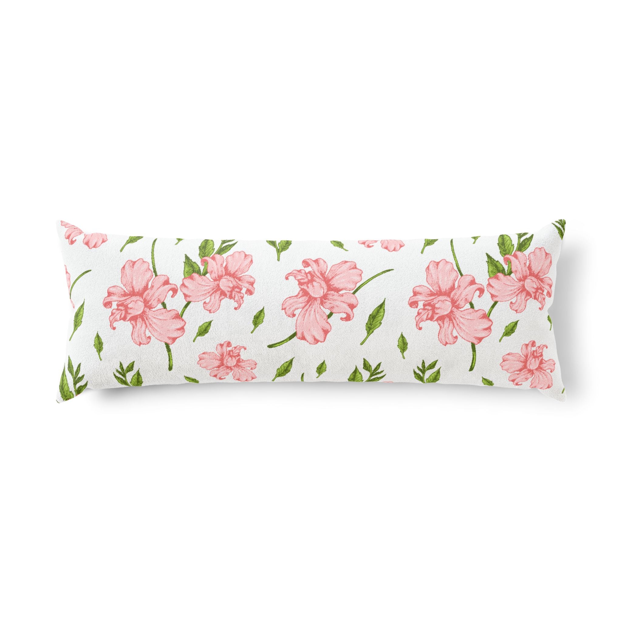 Floral Body Pillow — Pink Watercolor Peonies Decorative Long Pillow