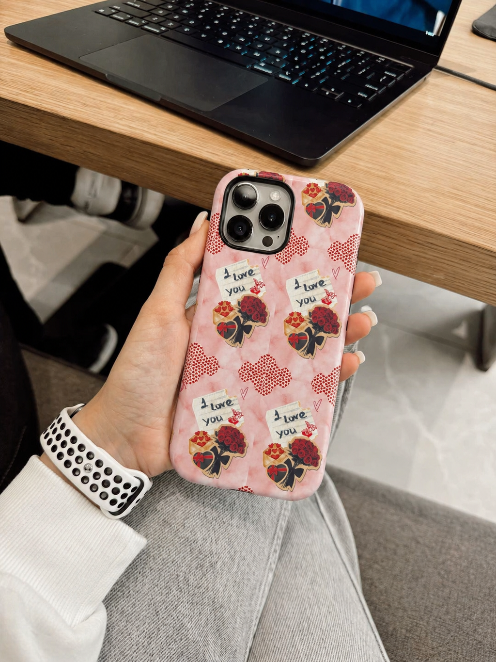 Cute Phone Case — Pink Floral 'I Love You' Valentine Phone Case
