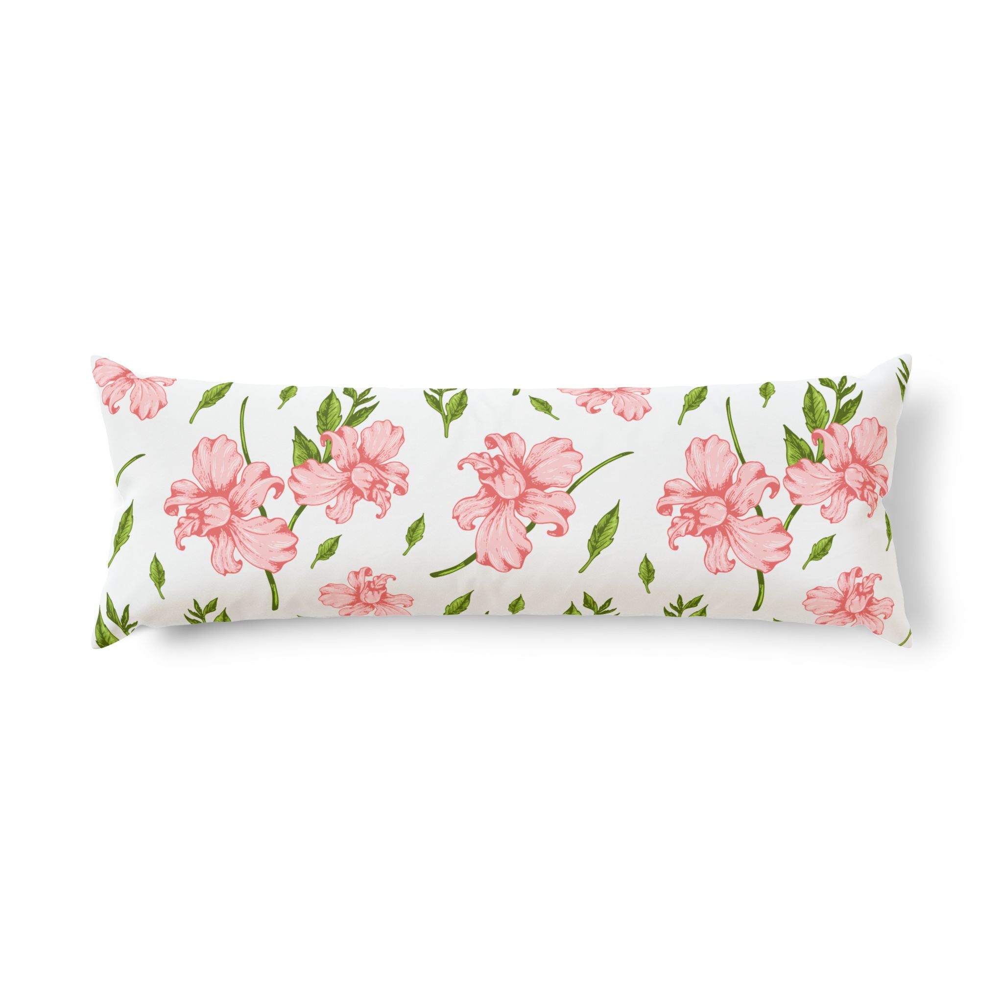 Floral Body Pillow — Pink Watercolor Peonies Decorative Long Pillow